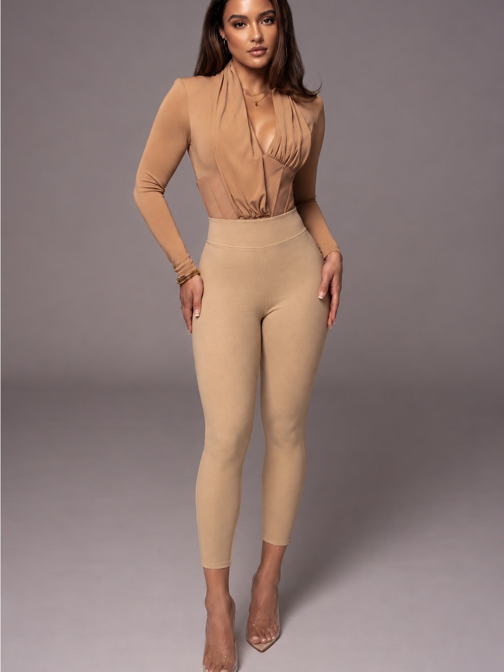 JLUXLABEL Nude Tan High-Waist Leggings